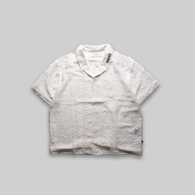 Short Sleeve Button Down | Off-white Mesh