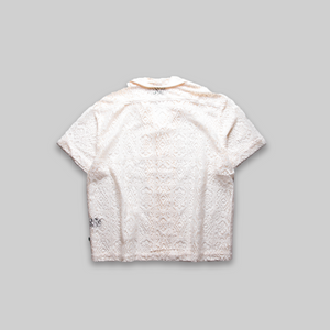 Short Sleeve Button Down | Off-white Mesh