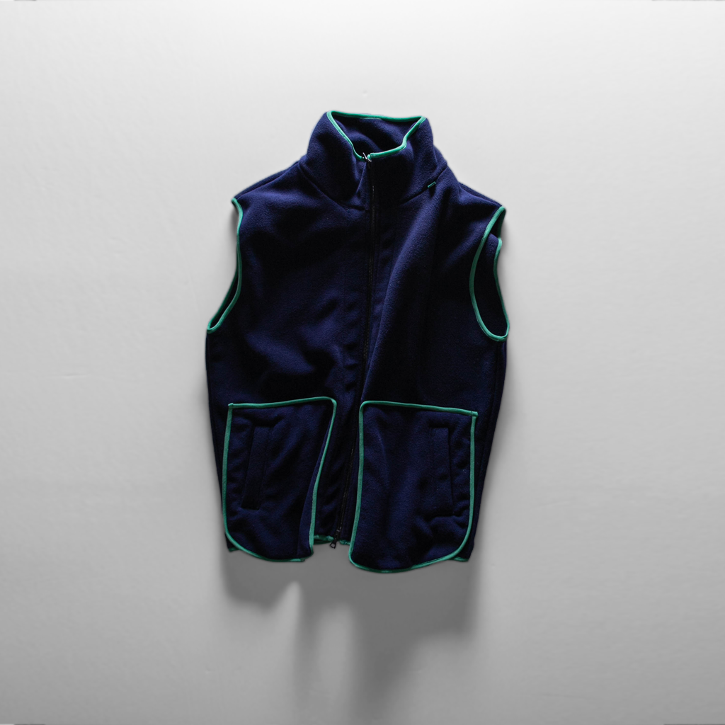 Full zip Fleece Vest // Navy